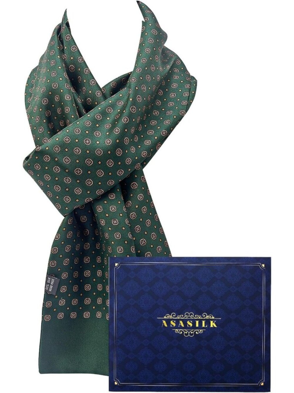 Luxurious 100% Mulberry Silk Scarf for Men, Double-Sided, 11" x 67", Stylish